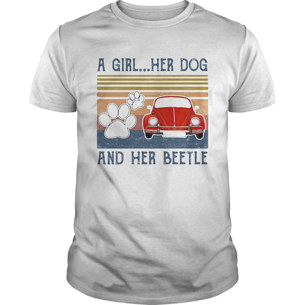 A girl her dog paw and her beetle vintage retro Unisex