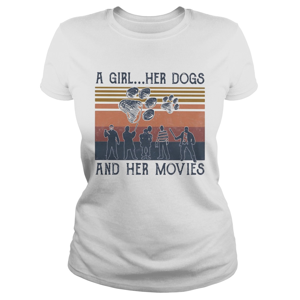 A girl her paw dog and her movies vintage retro Classic Ladies