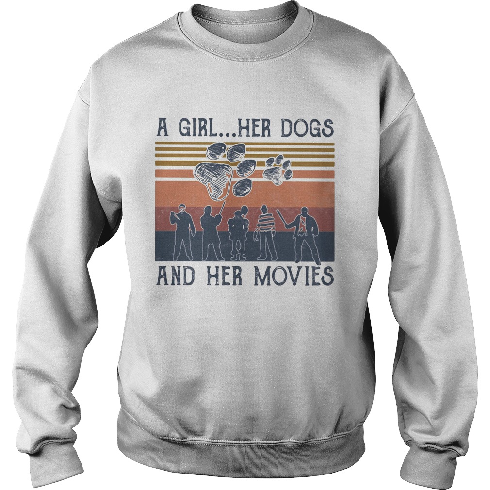 A girl her paw dog and her movies vintage retro Sweatshirt
