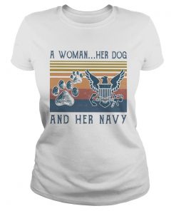 A woman her dog paw and her navy vintage retro  Classic Ladies