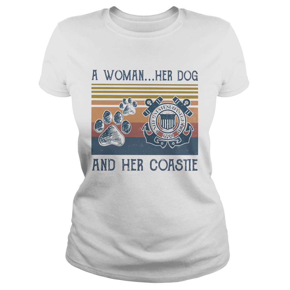 A woman her paw dog and her coastie vintage retro Classic Ladies
