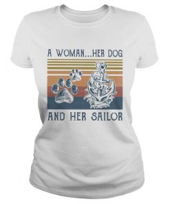 A woman her paw dog and her sailor vintage retro  Classic Ladies