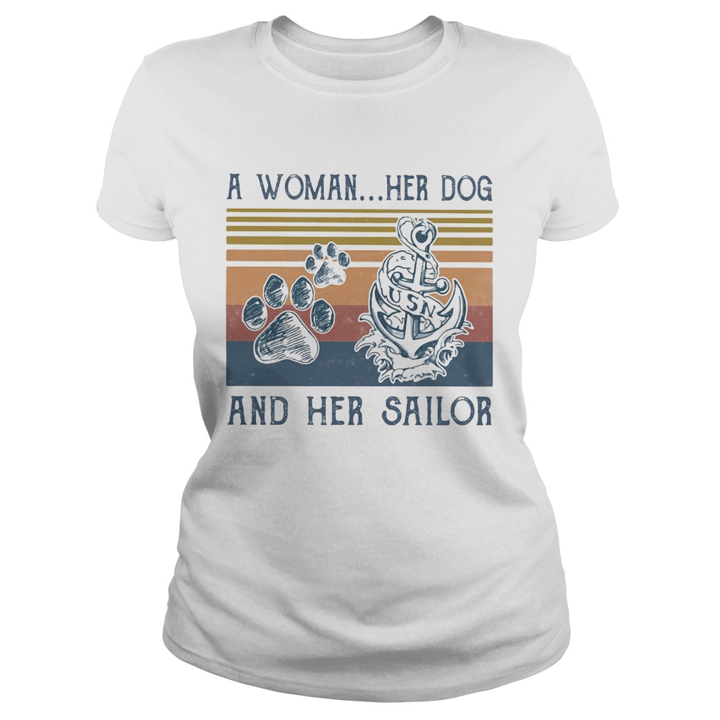 A woman her paw dog and her sailor vintage retro Classic Ladies