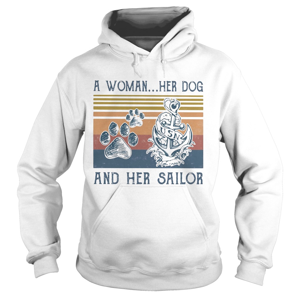 A woman her paw dog and her sailor vintage retro Hoodie