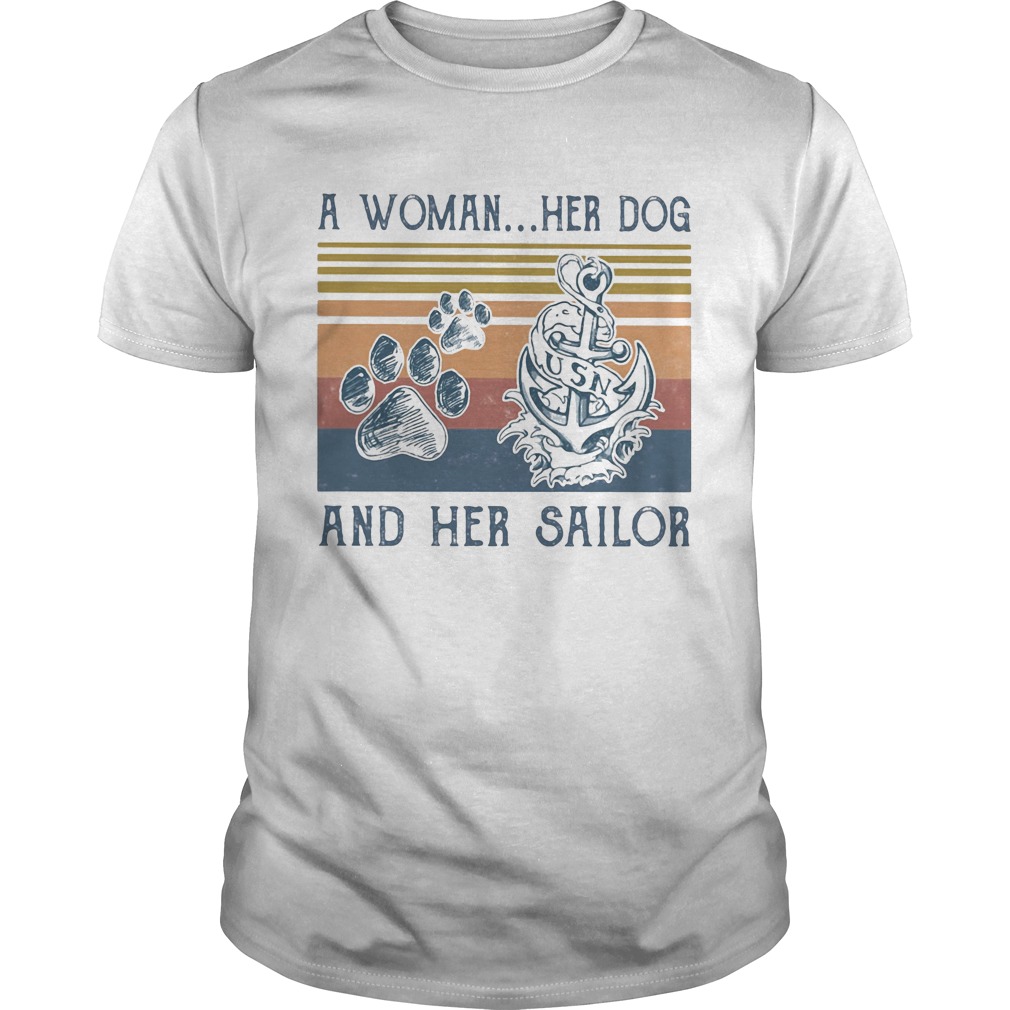 A woman her paw dog and her sailor vintage retro Unisex