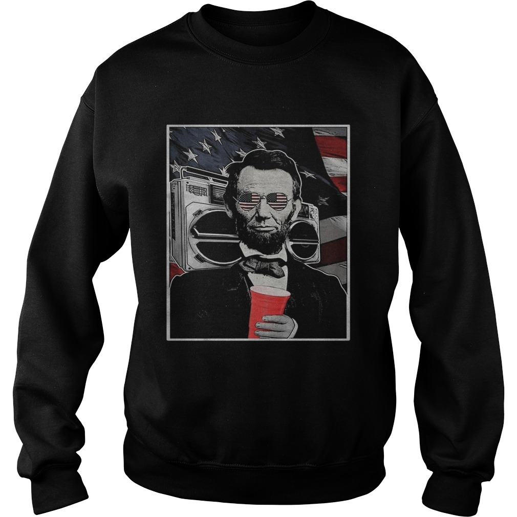 Abraham Lincoln Cassette Cup Glasses American Flag Independence Day Sweatshirt