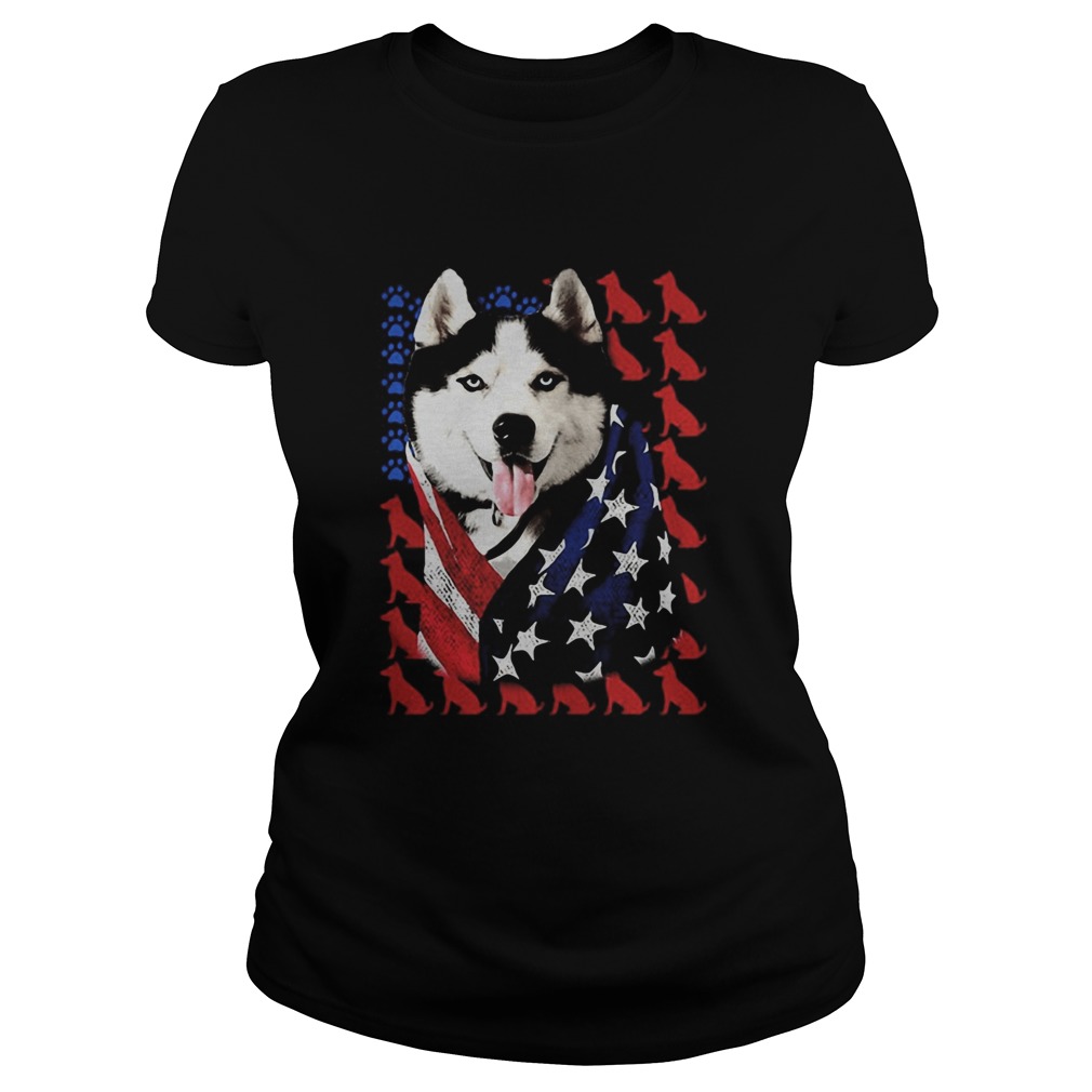 Alaska Dog American Flag Independence Day Classic Ladies