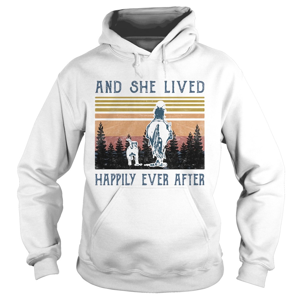And She Lived Happily Ever After Dog Horse Girl Vintage Retro Hoodie