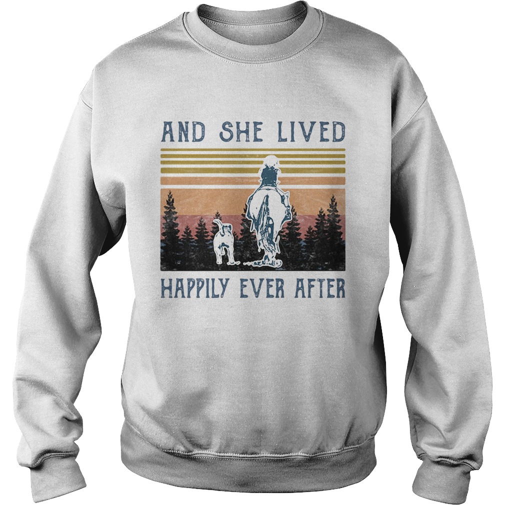And She Lived Happily Ever After Dog Horse Girl Vintage Retro Sweatshirt