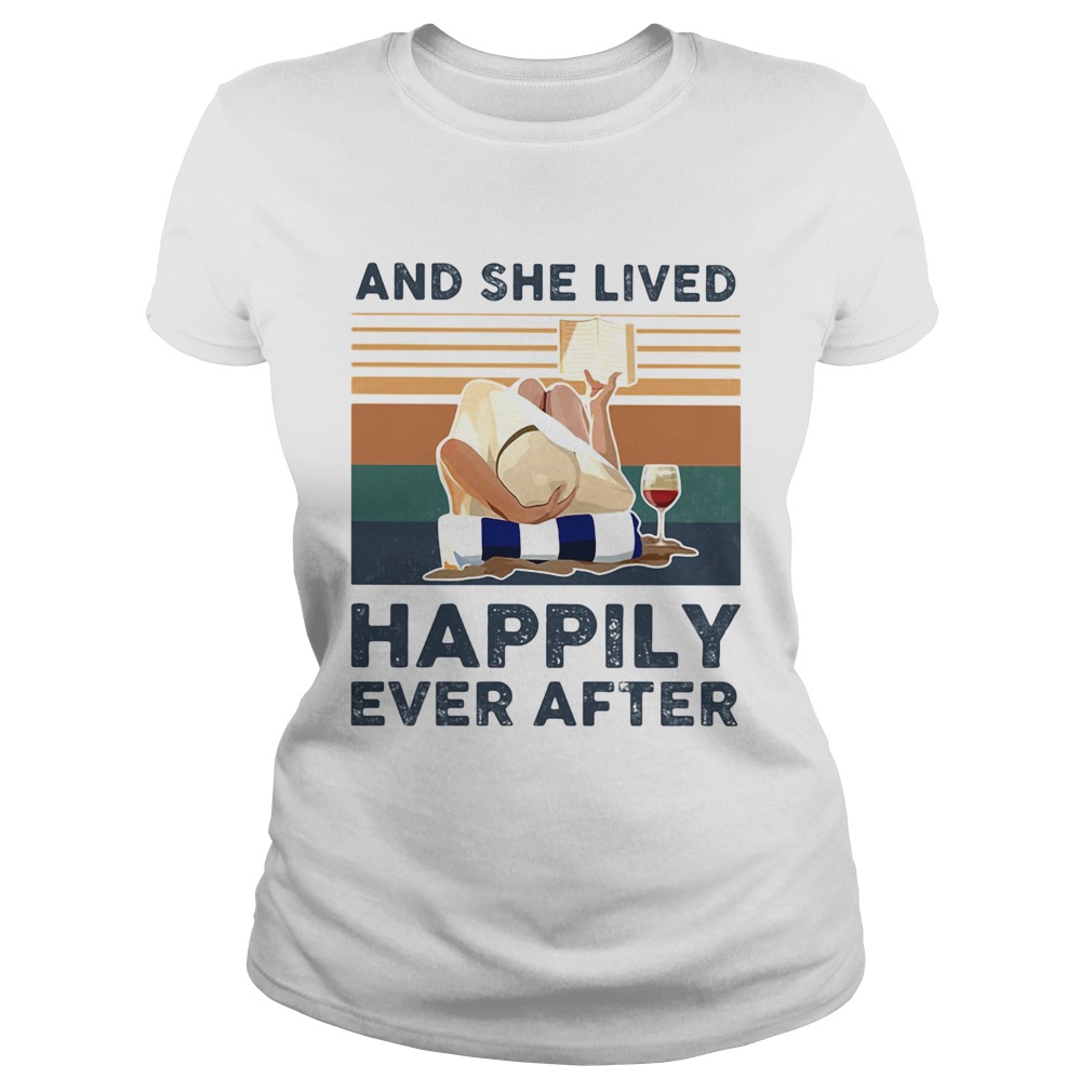 And She Lived Happily Ever After Lying Down Reading Cup Of Wine Classic Ladies