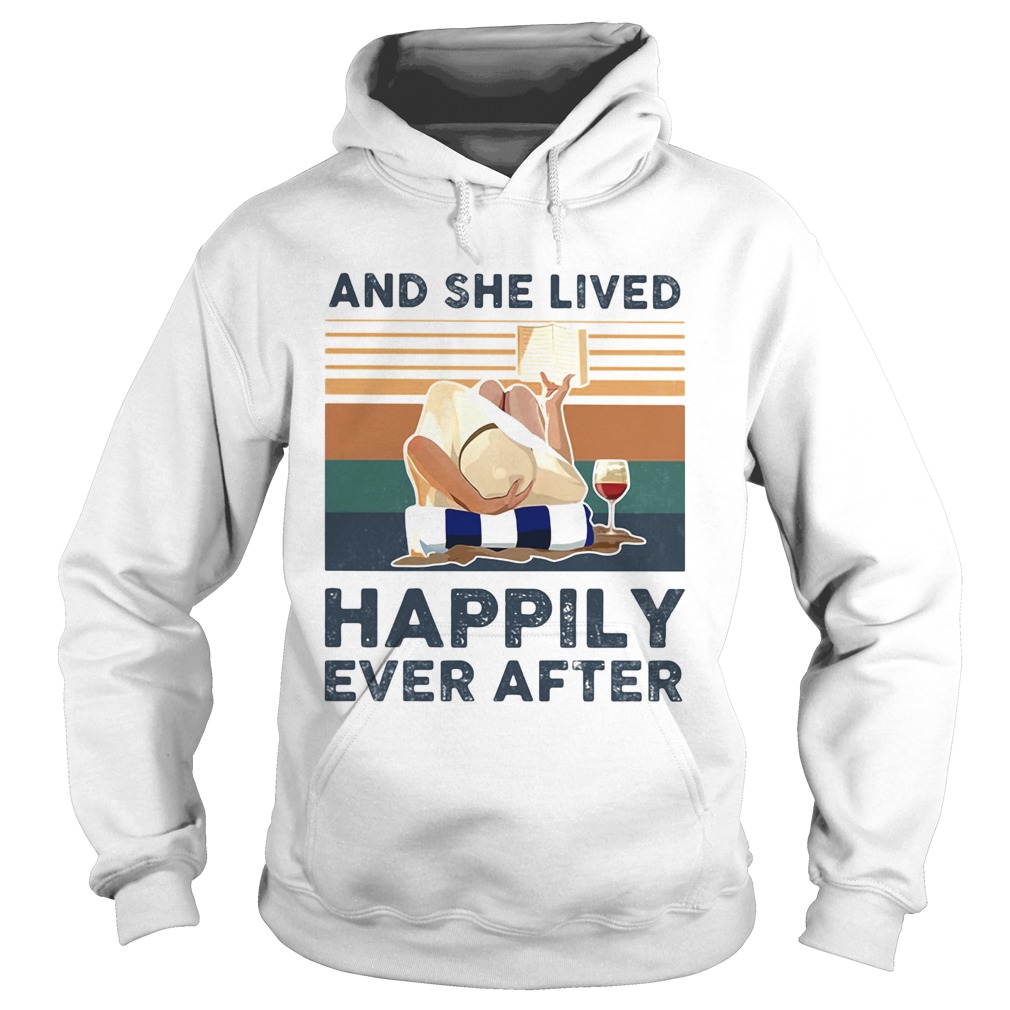 And She Lived Happily Ever After Lying Down Reading Cup Of Wine Hoodie