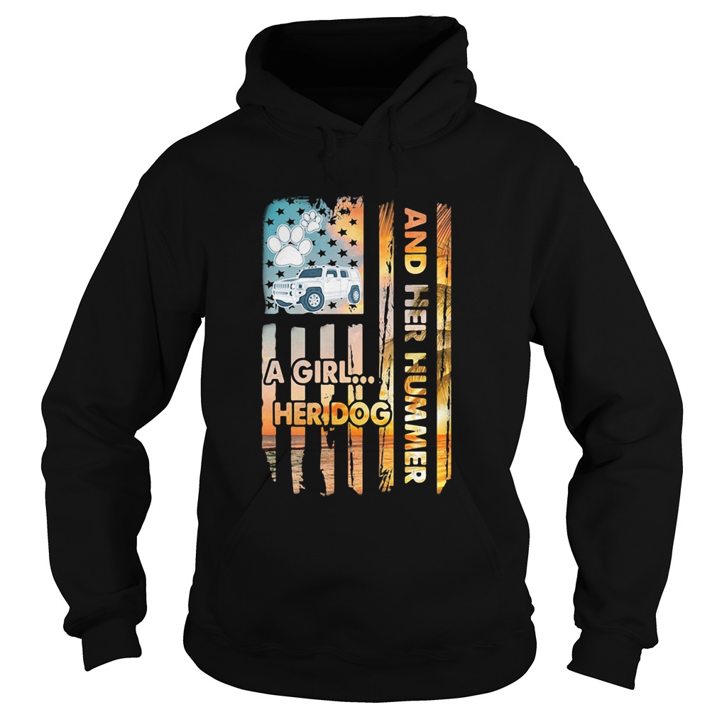 And her hummer a girl her dog car footprint American Hoodie
