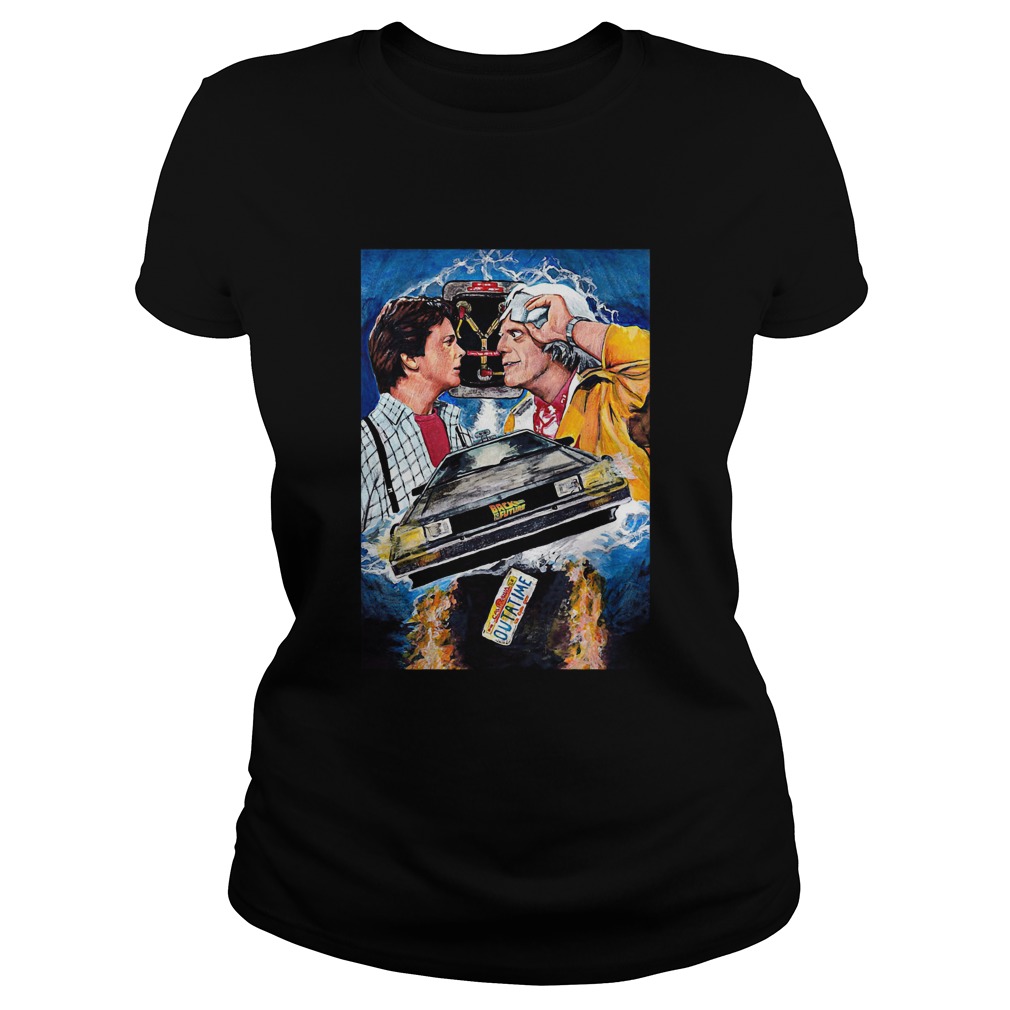 Back to the future movie outa time machine art Classic Ladies