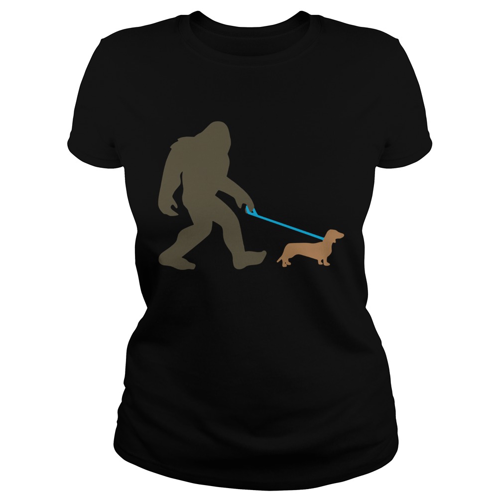 Bigfoot Walking Dachshund Sasquatch Doxie Dog Classic Ladies