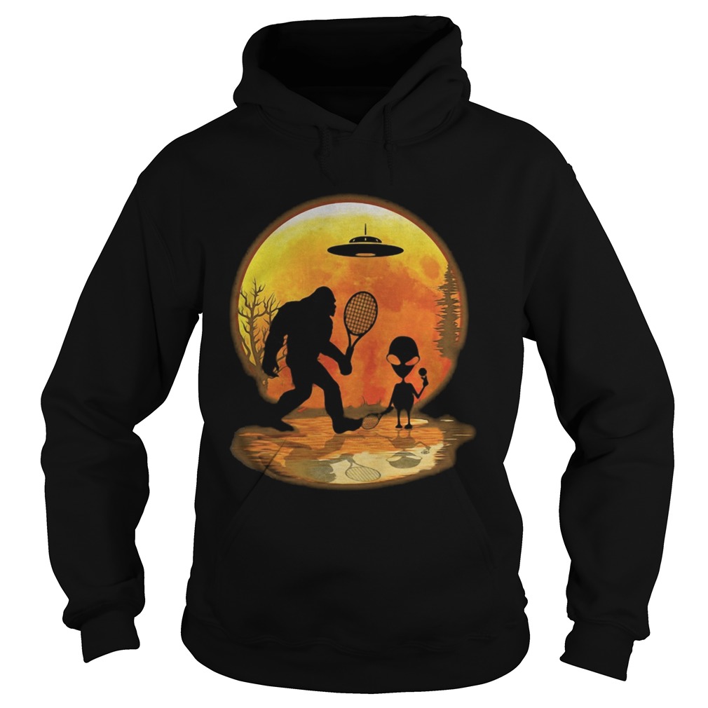 Bigfoot and alien badminton sunset Hoodie