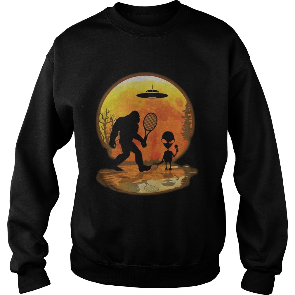 Bigfoot and alien badminton sunset Sweatshirt