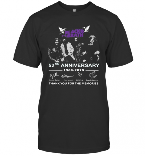 Black Sabbath 52Nd Anniversary 1968 2020 Thank You For The Memories Signatures T-Shirt