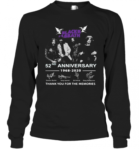 Black Sabbath 52Nd Anniversary 1968 2020 Thank You For The Memories Signatures T-Shirt Long Sleeved T-shirt