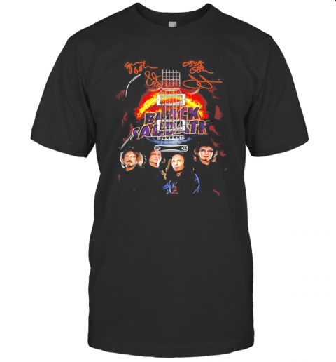 Black Sabbath Band Member Signatures Guitar T-Shirt