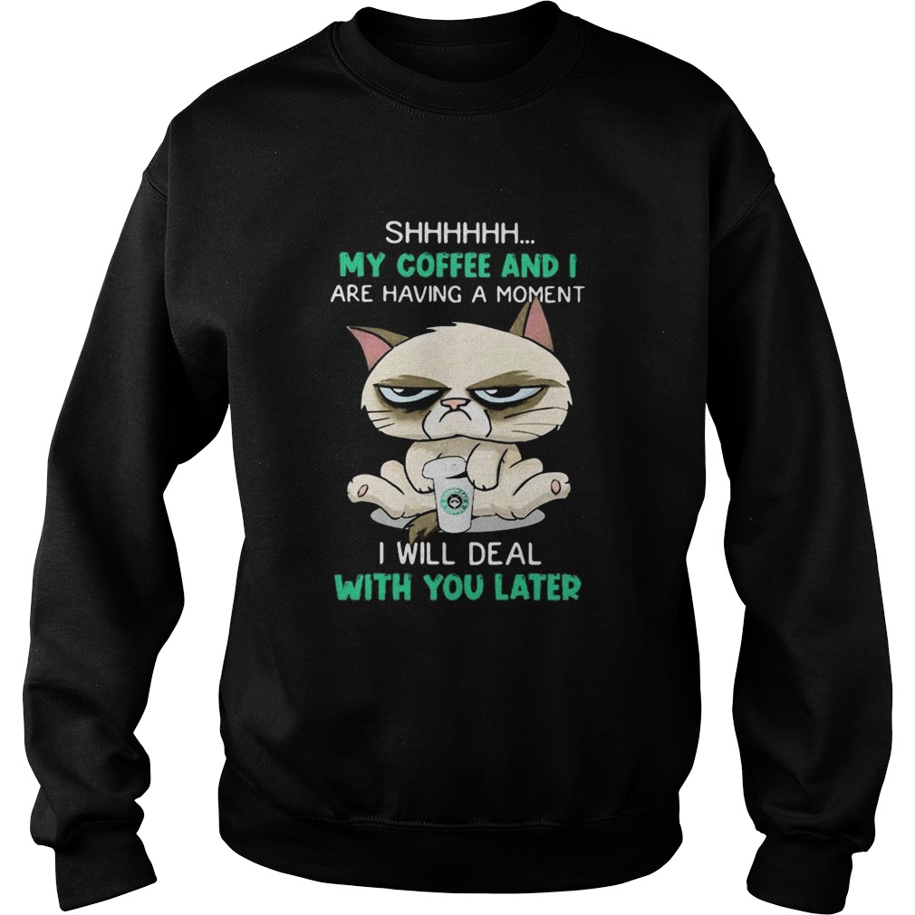 Cat shhh my coffee and i are having a moment i will deal with you later Sweatshirt