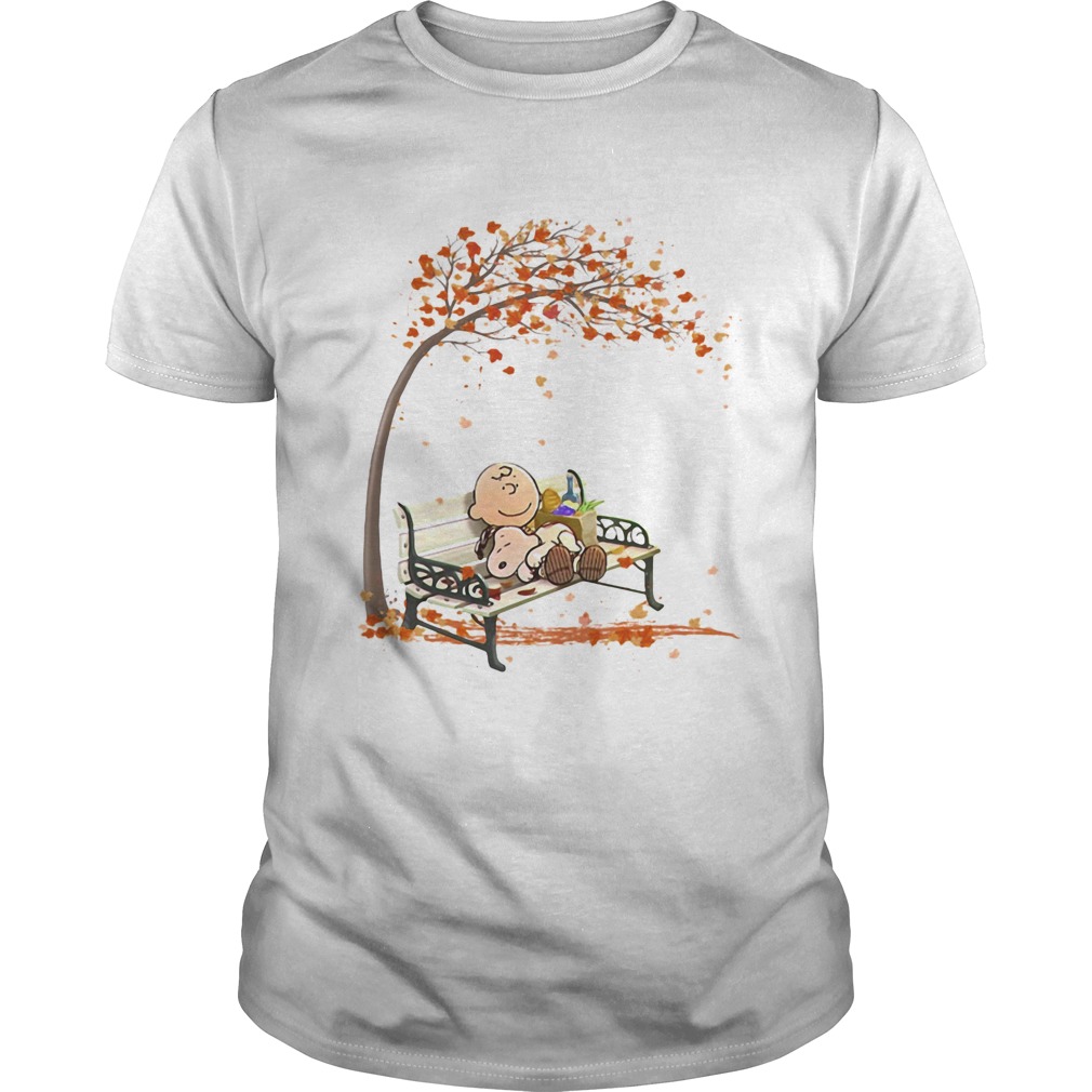 Charlie brown and snoopy fall maple leaves shirt