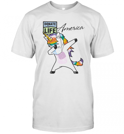 Dabbing Unicorn Mask Donate Life America Logo Coronavirus T-Shirt