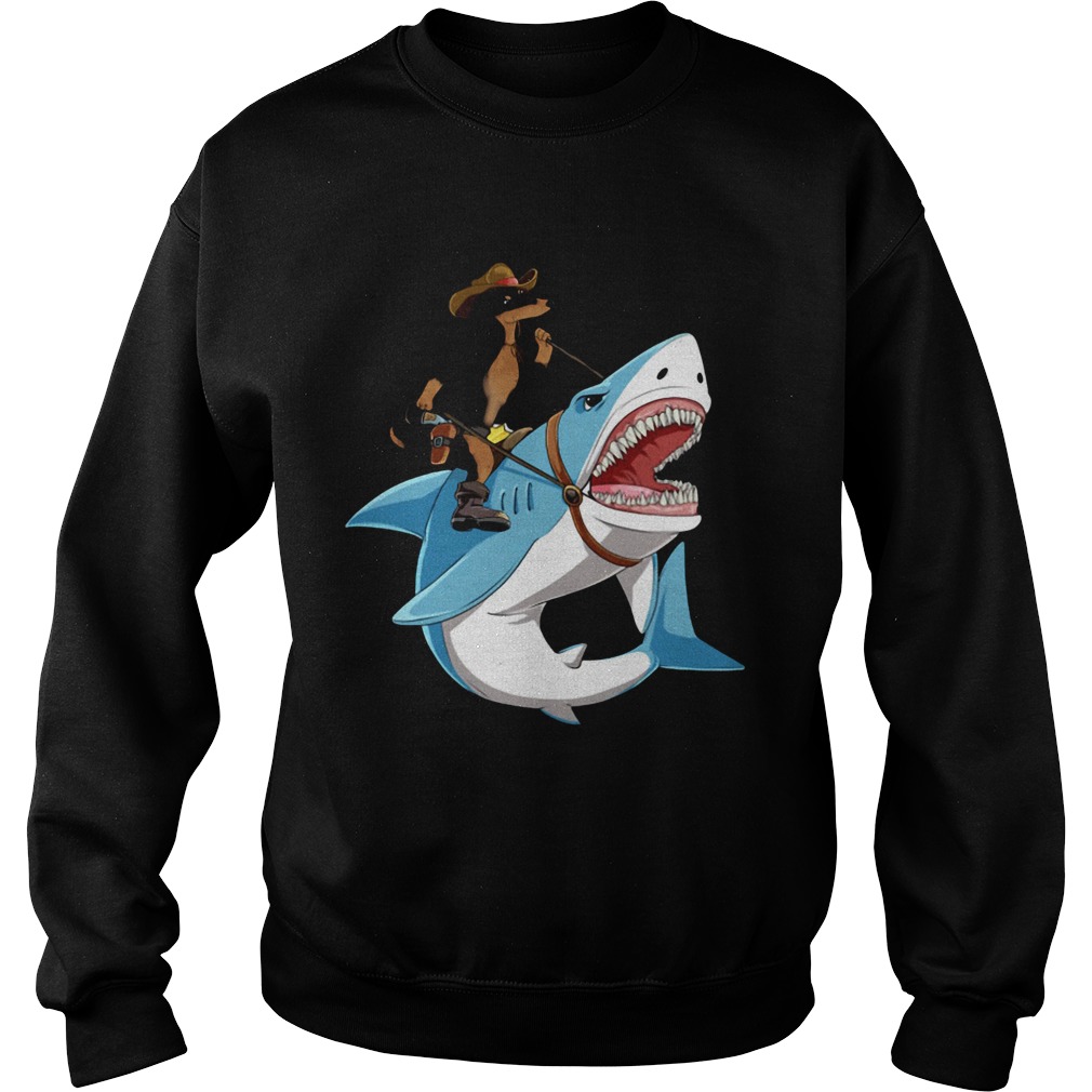Dog cowboys riding shark Sweatshirt