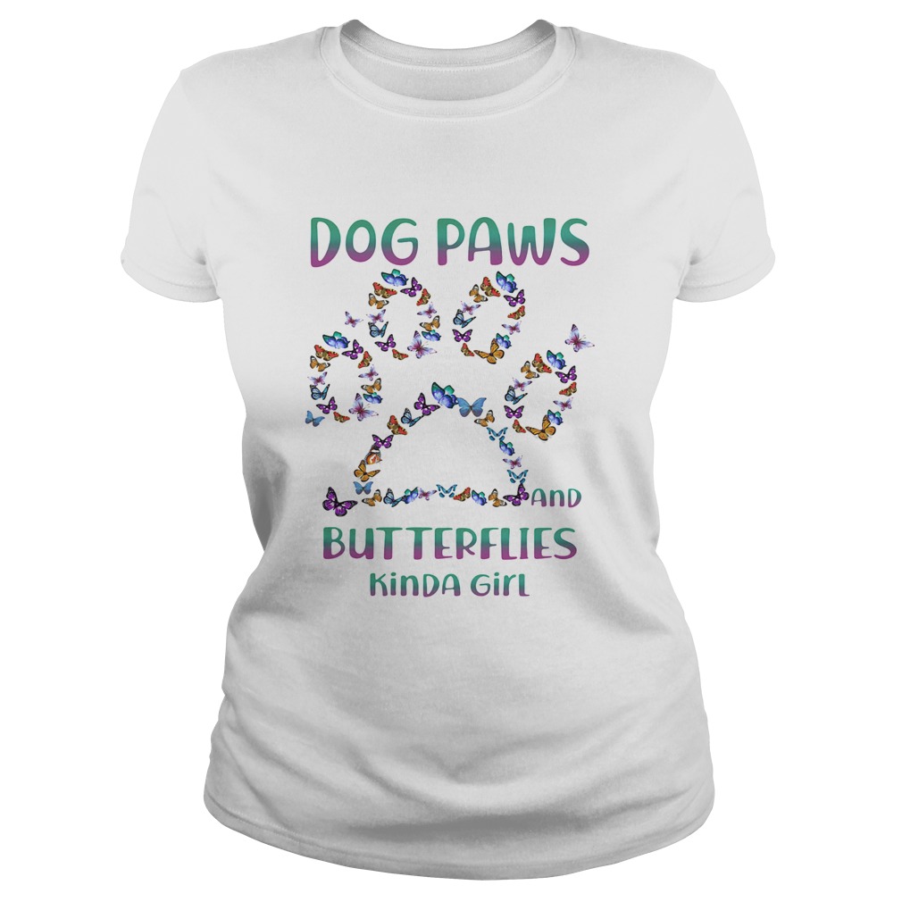 Dog paws and butterflies kind girl Classic Ladies