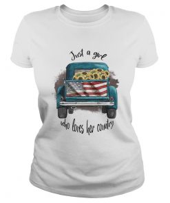 Flag american just a girl who loves her country sunflower  Classic Ladies