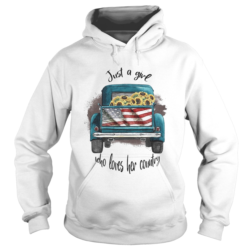 Flag american just a girl who loves her country sunflower Hoodie