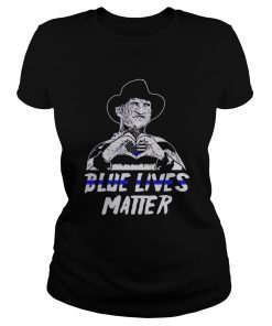 Freddy krueger blue lives matter heart american flag independence day  Classic Ladies