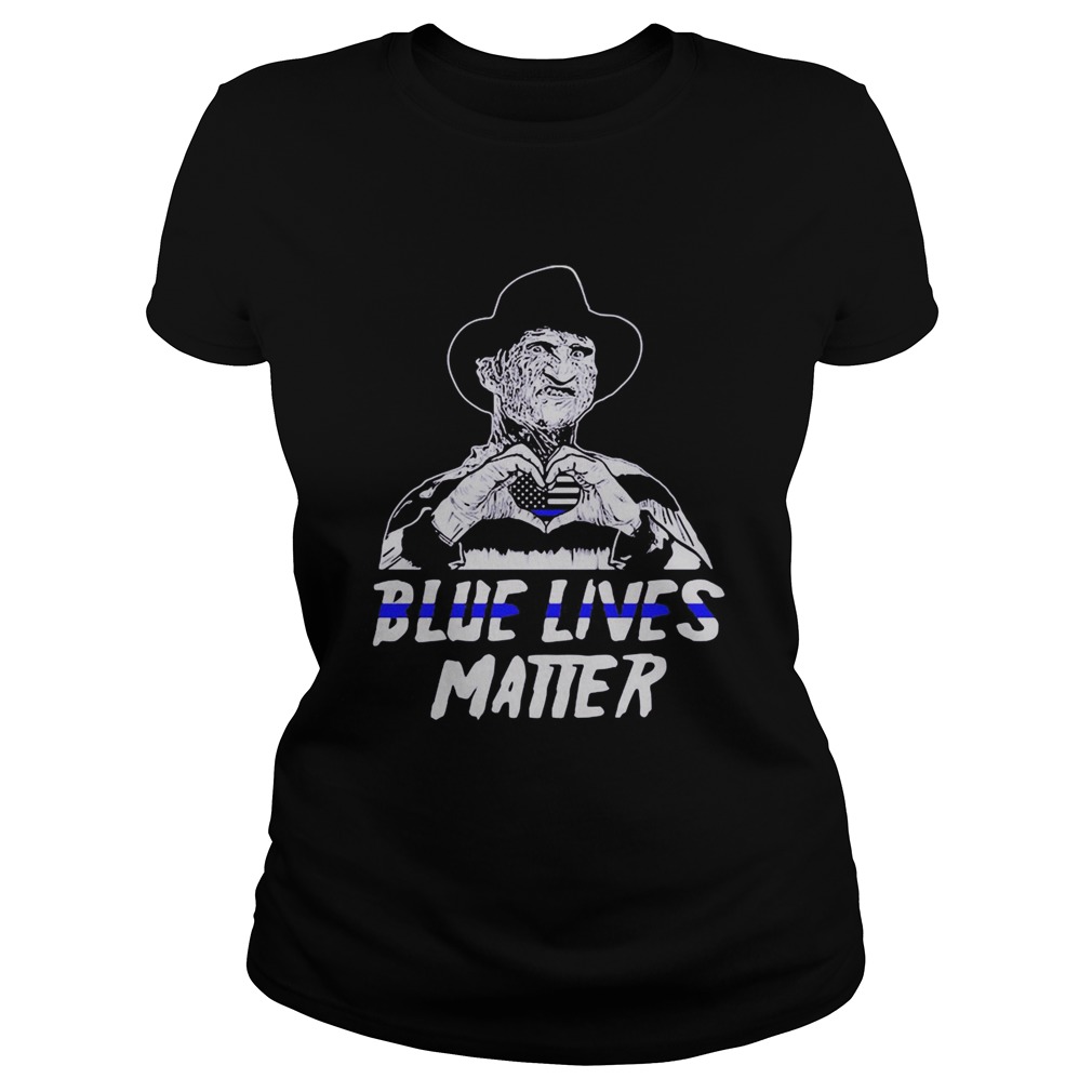 Freddy krueger blue lives matter heart american flag independence day Classic Ladies