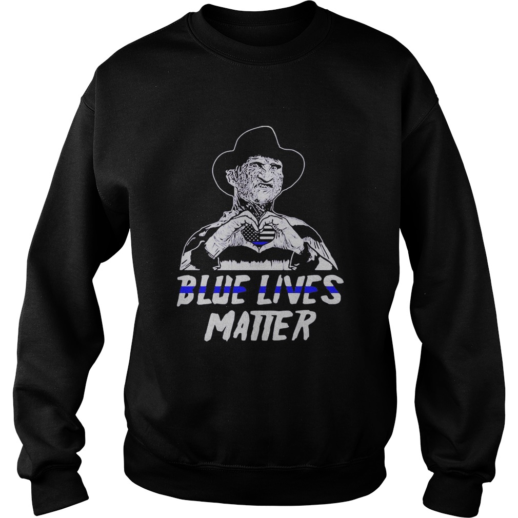 Freddy krueger blue lives matter heart american flag independence day Sweatshirt