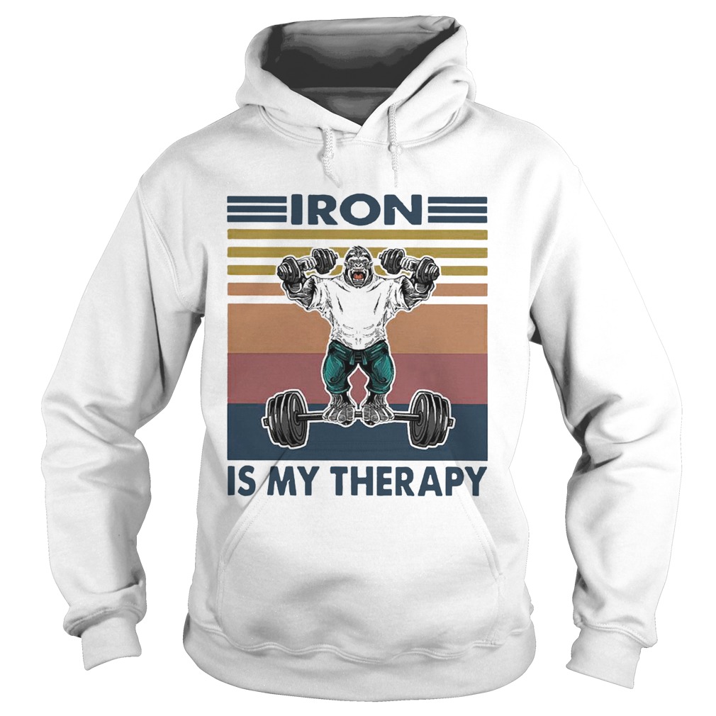 Gorilla Iron Is My Therapy Fitness Vintage Hoodie