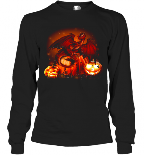 Halloween Dragon Pumkin T-Shirt Long Sleeved T-shirt