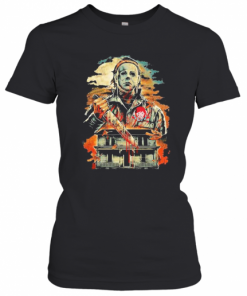 Halloween Michael Myers Holding Knife Fire Wendy'S T-Shirt Classic Women's T-shirt