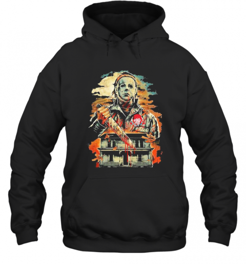 Halloween Michael Myers Holding Knife Fire Wendy'S T-Shirt Unisex Hoodie