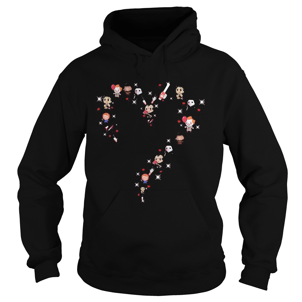 Halloween horror characters chibi heart Hoodie