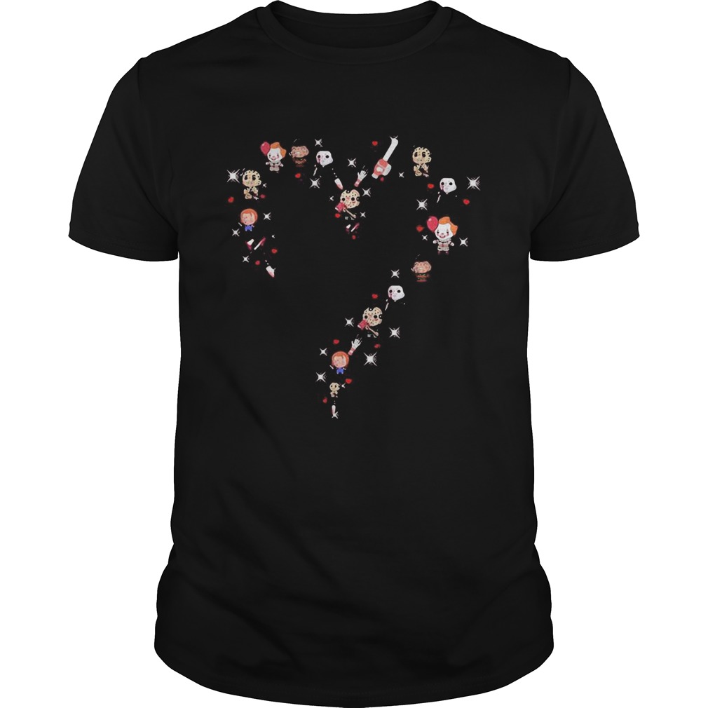 Halloween horror characters chibi heart shirt