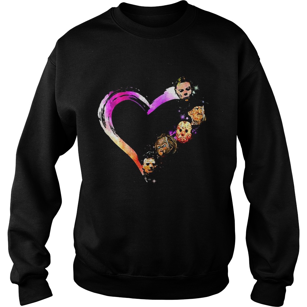Halloween horror characters heart Sweatshirt