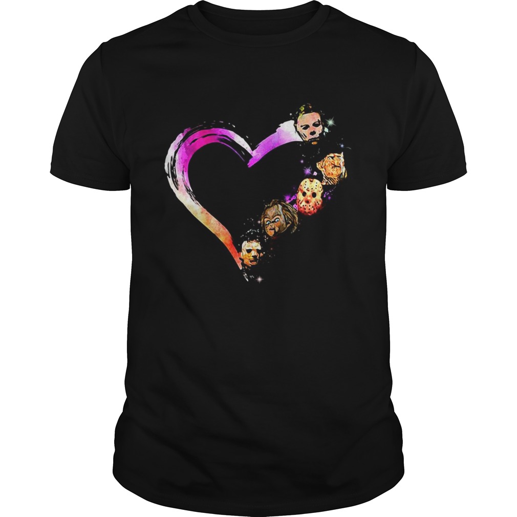 Halloween horror characters heart shirt