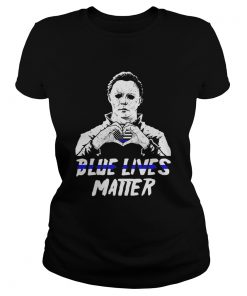 Halloween michael myers blue lives matter heart american flag independence day  Classic Ladies
