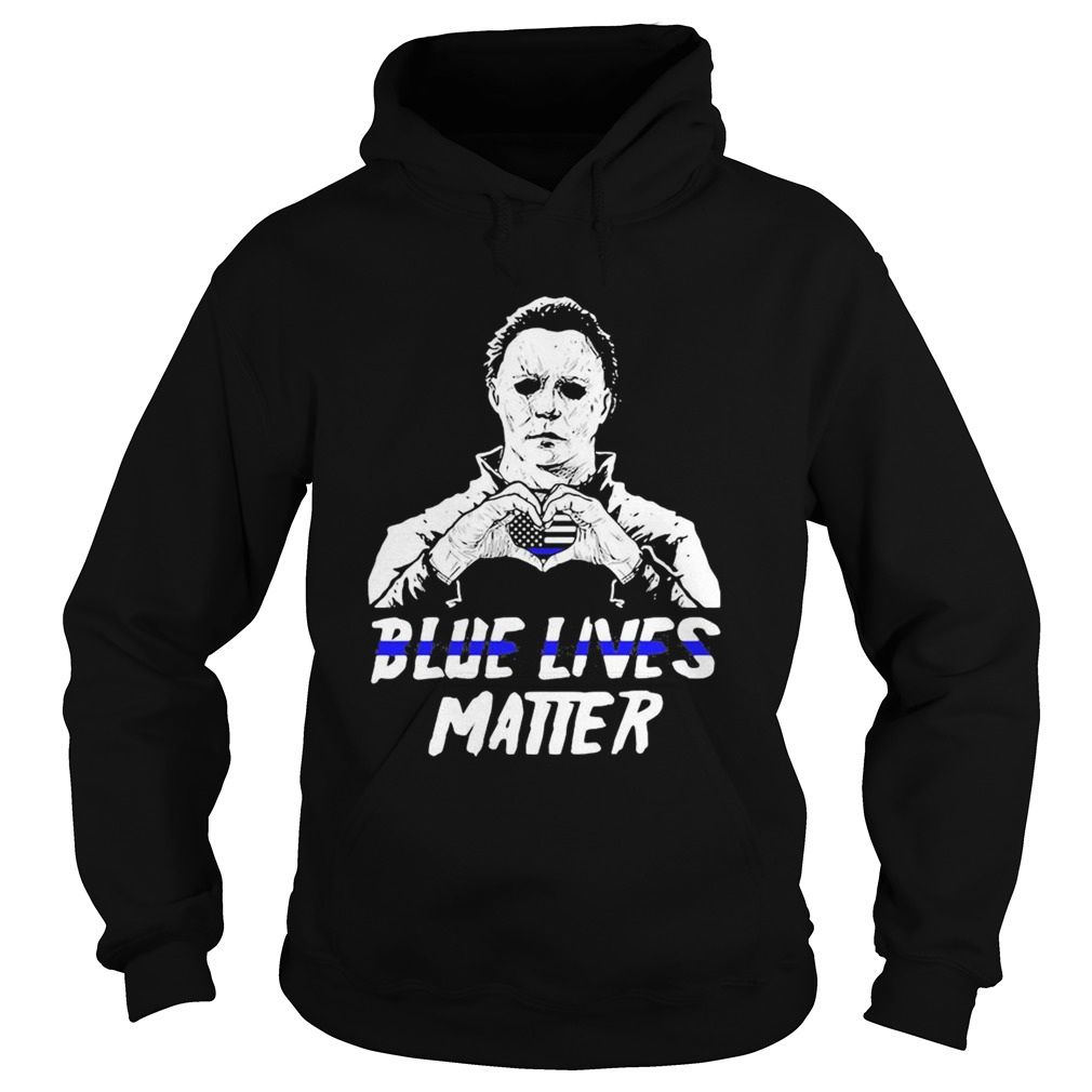 Halloween michael myers blue lives matter heart american flag independence day Hoodie