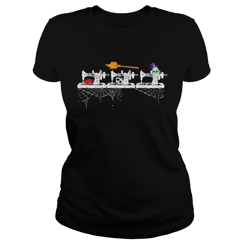 Halloween sewing witch and skull Classic Ladies