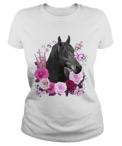 Horse Black Rose Butterfly  Classic Ladies