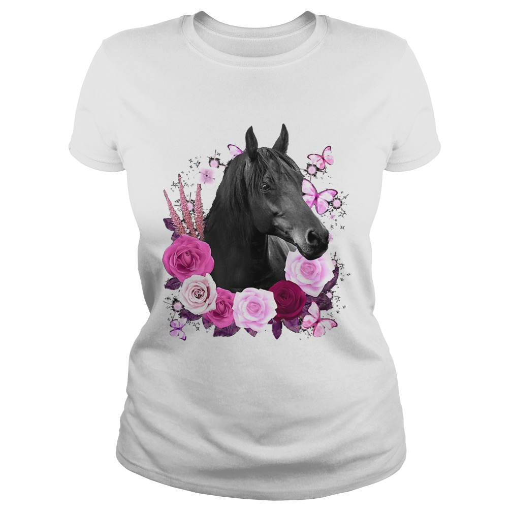 Horse Black Rose Butterfly Classic Ladies