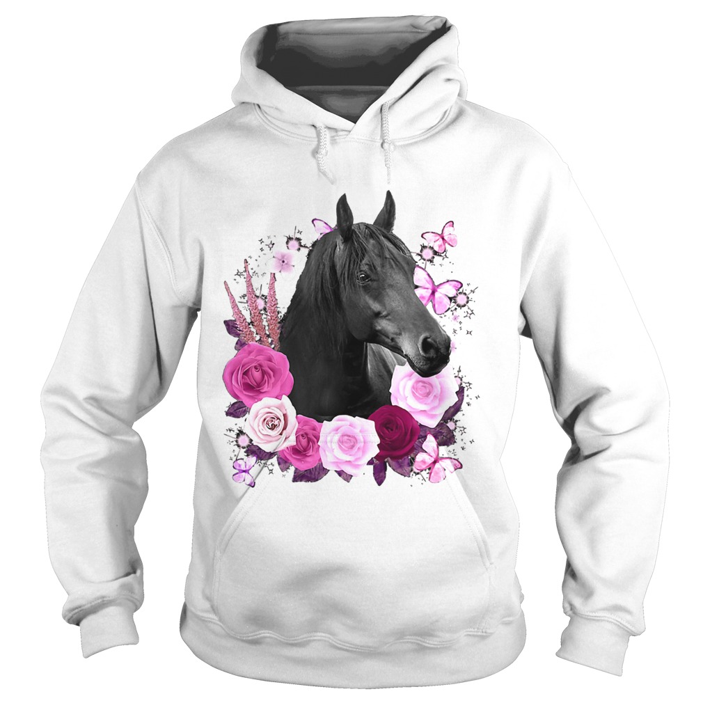 Horse Black Rose Butterfly Hoodie