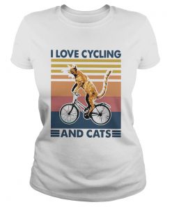 I Love Cycling And Cat Vintage Retro  Classic Ladies