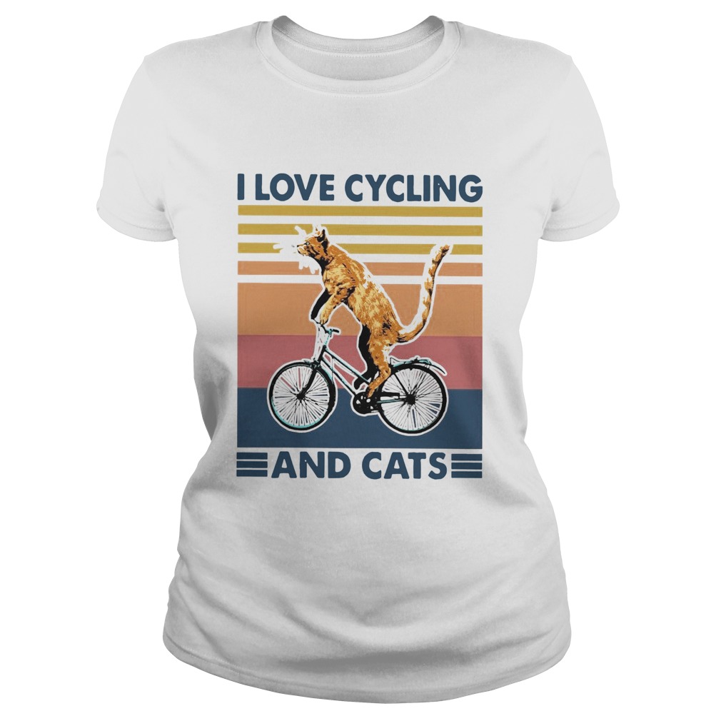 I Love Cycling And Cat Vintage Retro Classic Ladies