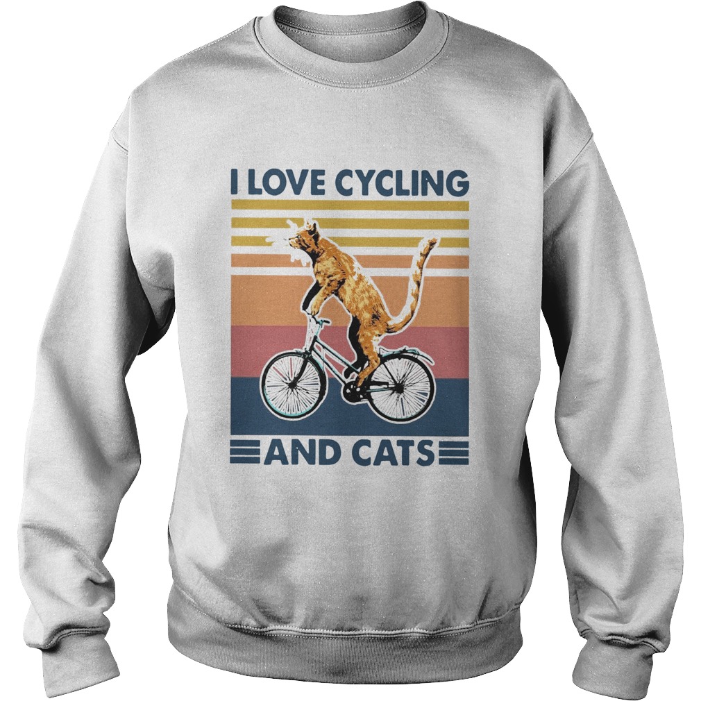 I Love Cycling And Cat Vintage Retro Sweatshirt